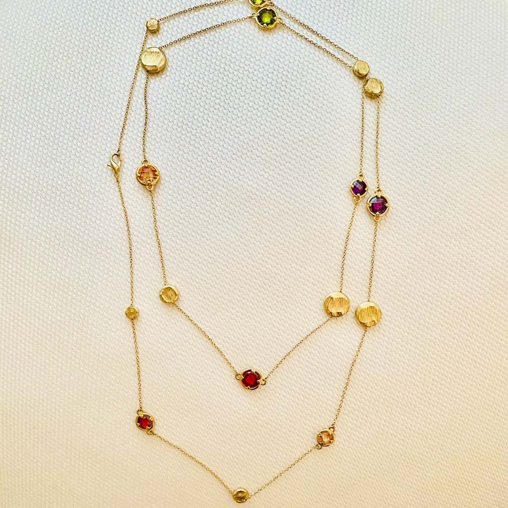 Gorgeous Gold & Gem Designer Long Necklace